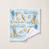 Blue Towel Set Muscheln Seestern Ozean (Waschlappen)