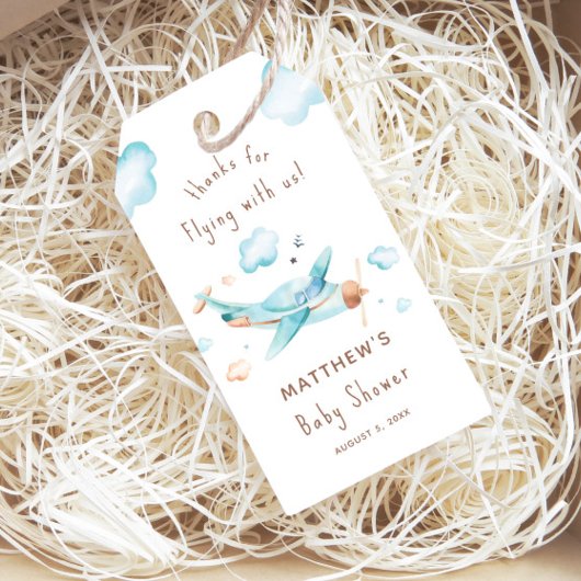 Blue Toy Airplane Boy Baby Dusche Vielen Dank Geschenkanhänger