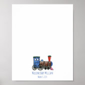 Blue Toy Train Fingerprint Gästebuch (Vorne)