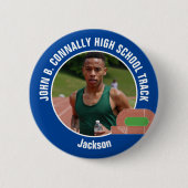 Blue Track & Field Photo High School Athlete Button (Vorderseite)