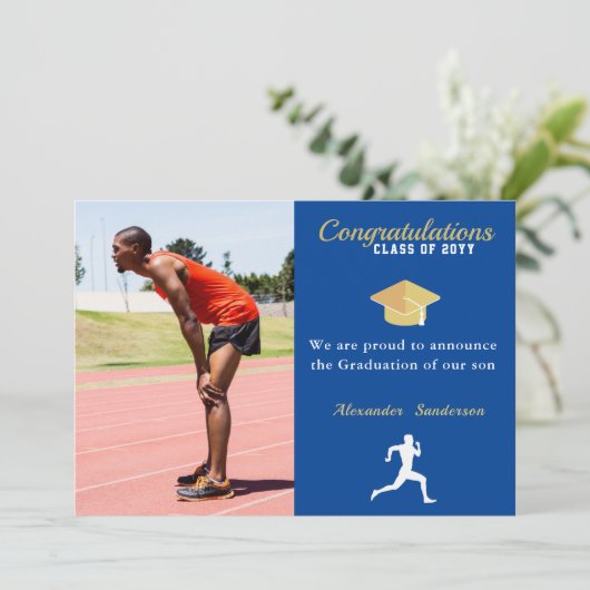 Blue Track Läufer-Klasse des Abschlusses 2022 Ankündigung (Stehend Vorderseite)