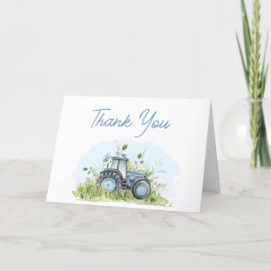 Blue Tractor Baby Dusche Dankeskarte