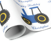 Blue Tractor Birthday Geschenkpapier (Rolleneckpunkt)