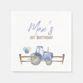 Blue Tractor Birthday Napkins Serviette (Vorderseite)