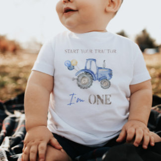 Blue Tractor Birthday T - Shirt