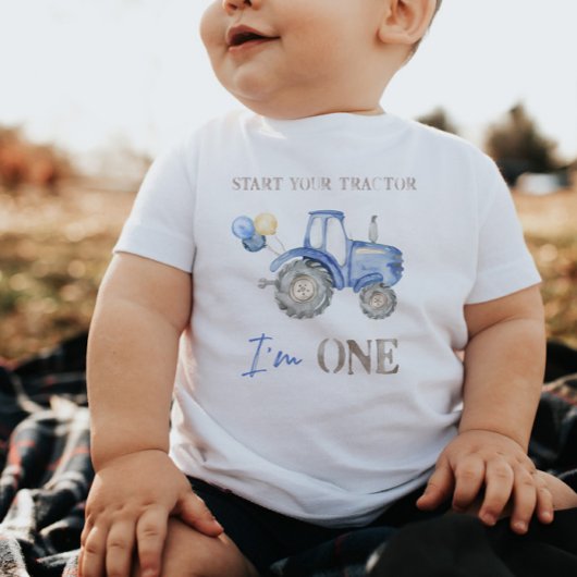 Blue Tractor Birthday T - Shirt