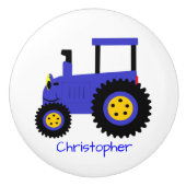 Blue Tractor Design Personalised Keramikknauf (Vorderseite)
