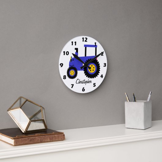Blue Tractor Design Personalised Runde Wanduhr (Büro)