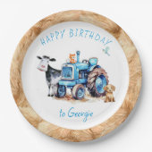 Blue Tractor Farm Birthday Paper Teller (Vorderseite)