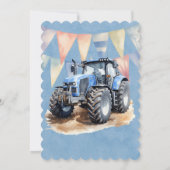 Blue Tractor Flag Watercolor Boy Baby Dusche Einladung (Rückseite)