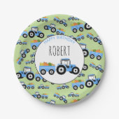 Blue Tractor LKW Farm Produzieren Geburtstag Pappteller (Vorderseite)