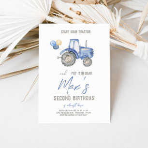 Blue Tractor Thema Geburtstag Einladung