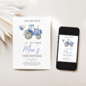 Blue Tractor Thema Geburtstag Einladung