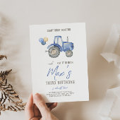 Blue Tractor Thema Geburtstag Einladung