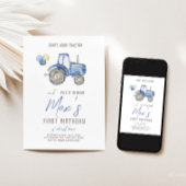 Blue Tractor Thema Geburtstag Einladung