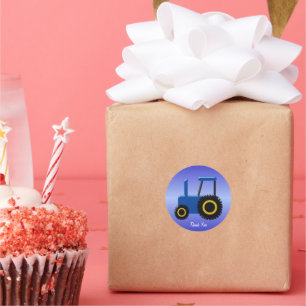 Blue Tractor Vielen Dank Runder Aufkleber