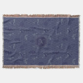 Blue Traditional Japanese Wave Seigaiha Monogram Decke (Vorderseite)