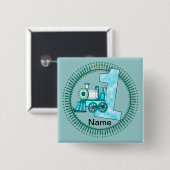Blue Train 1. Geburtstag Pin Button (Vorne & Hinten)