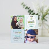 Blue Train 2 Foto Kinder - Einladung zum Geburtsta (Stehend Vorderseite)