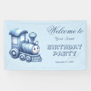 Blue Train Birthday Willkommen Banner