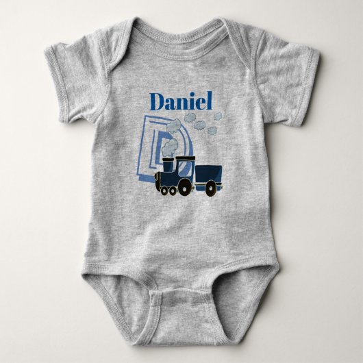 Blue Train Design Personalisiert Baby Grow Baby Strampler (Vorderseite)