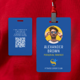 Blue Trainer Logo Photo QR Code Employee ID Ausweis