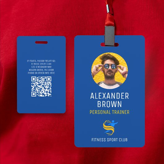 Blue Trainer Logo Photo QR Code Employee ID Ausweis