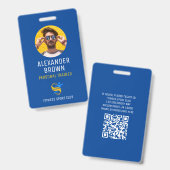 Blue Trainer Logo Photo QR Code Employee ID Ausweis (Vorder- & Rückseite)