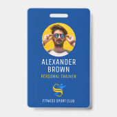 Blue Trainer Logo Photo QR Code Employee ID Ausweis (Vorderseite)