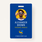 Blue Trainer Logo Photo QR Code Employee ID Ausweis (Vorderseite)