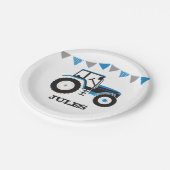 Blue Traktor Birthday Party Paper Plakat Pappteller (Schrägansicht)