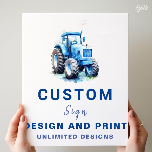 Blue Traktor Custom Personalisiert Birthday Sign Poster
