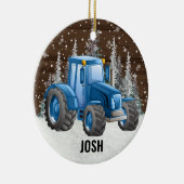 Blue Traktor Farm Vehicle Rustic Christmas Keramik Ornament (Rechts)