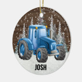 Blue Traktor Farm Vehicle Rustic Christmas Keramik Ornament (Links)