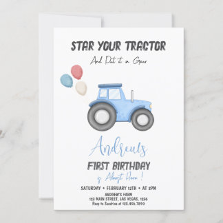Blue Traktor in jedem Alter, Geburtstag Einladung