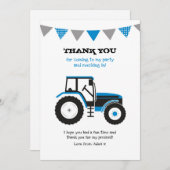 Blue Traktor Vielen Dank Note Card Mitteilungskarte (Vorne/Hinten)