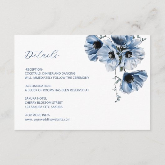 Blue Translarent Flower Details Begleitkarte (Vorderseite)