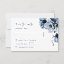 Blue Transparent Flower RSVP Karte