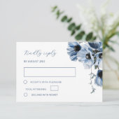 Blue Transparent Flower RSVP Karte (Stehend Vorderseite)