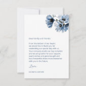 Blue Transparent Flowers Wedding Thank You Card Dankeskarte (Rückseite)