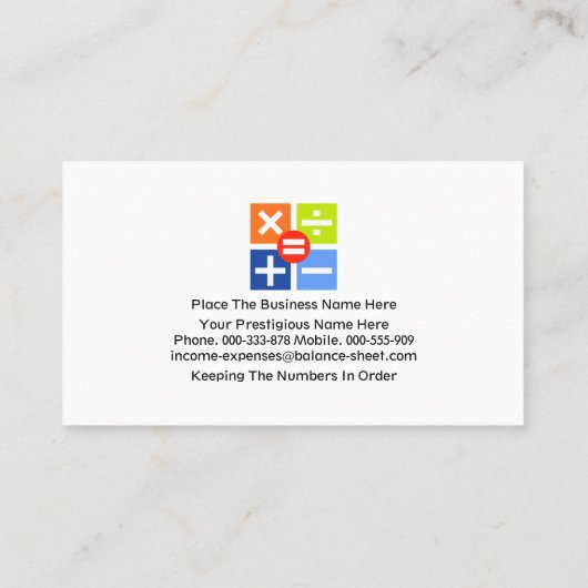 Blue Trapezium Math Numbers Bookkeeper Visitenkarte (Rückseite)