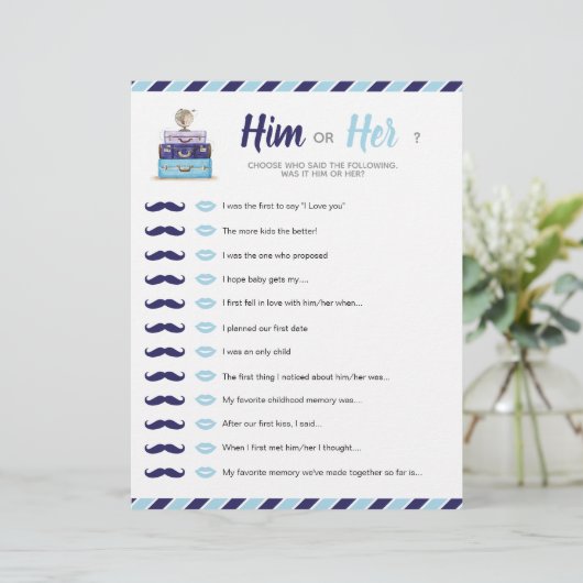 Blue Travel Shower Baby Bridal Ihm oder ihrem Spie (Stehend Vorderseite)