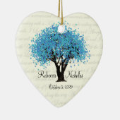Blue Tree Dancing Blooms Wedding Foto Keramik Ornament (Rechts)