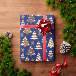 Blue Tree Gingerbread Cookies Weihnachten Geschenkpapier