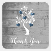 Blue Tree of Hearts Danke Stickers (Vorderseite)