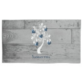 Blue Tree of Hearts Personalisiert Pillow Case Kissenbezug (Vorderseite-Links)