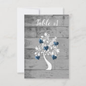 Blue Tree of Hearts Wedding Table Card Einladung (Vorderseite)