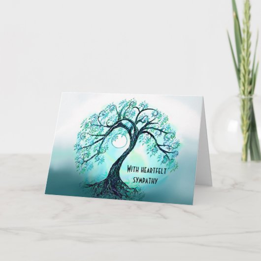Blue Tree of Life Sympathy Card Dankeskarte (Vorderseite)