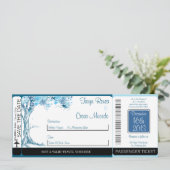 Blue Tree / Snowf Boarding Pass Einladung Hochzeit (Stehend Vorderseite)