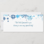 Blue Tree / Snowf Boarding Pass Einladung Hochzeit (Rückseite)